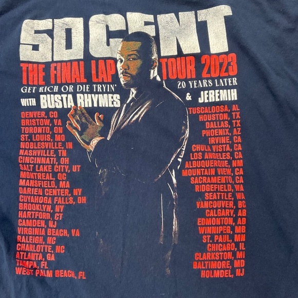 50 Cent Final Lap Tour 2023 T-Shirt Size L Get Rich or Die Tryin 20 Years Later - Picture 3 of 5
